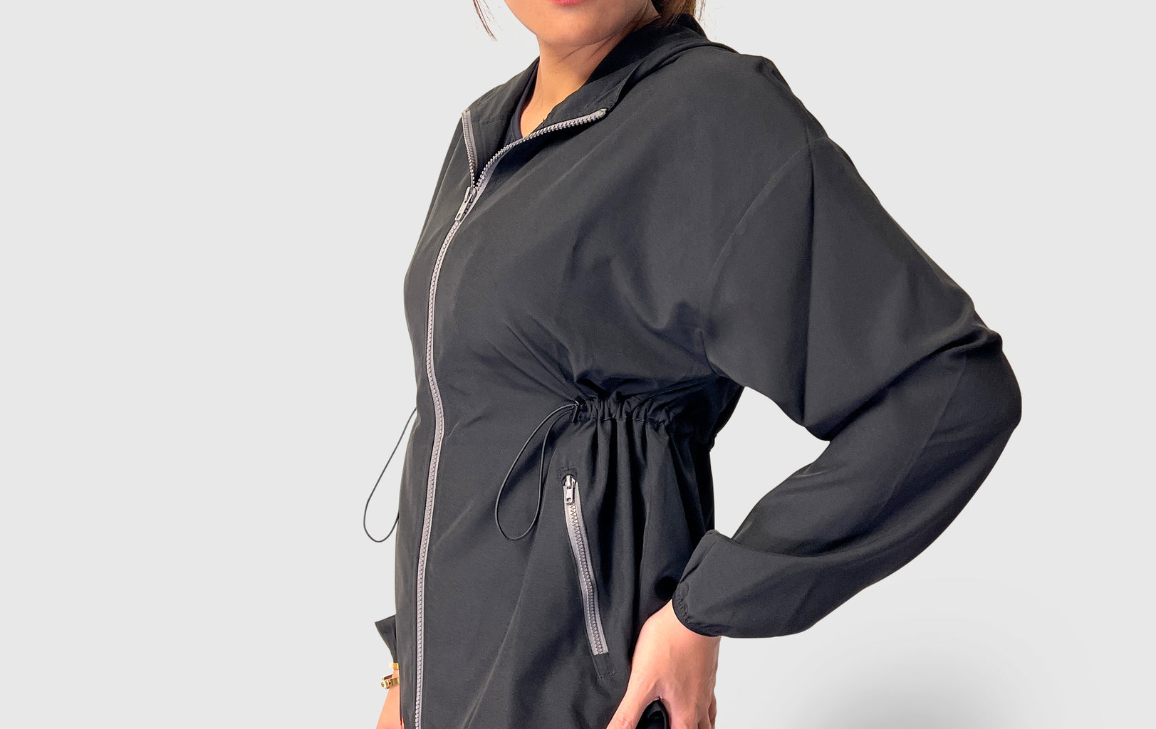 Black lightweight jacket for activewear