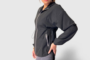 Black lightweight jacket for activewear