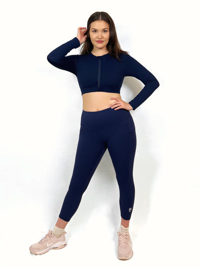 Demure Essential Long Sleeve Sports Bra in Nila Blue